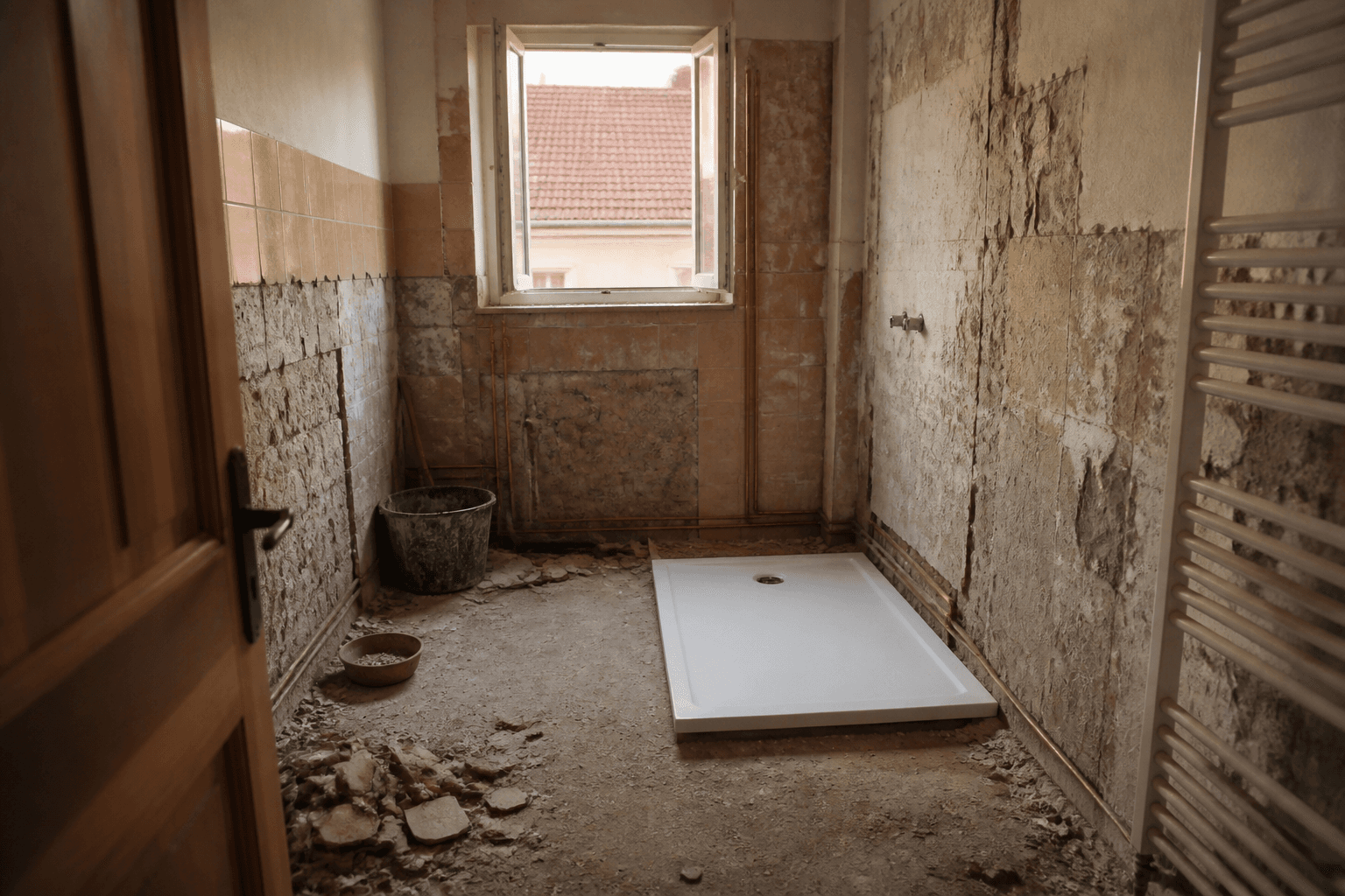 Chantier de salle de bain en cours